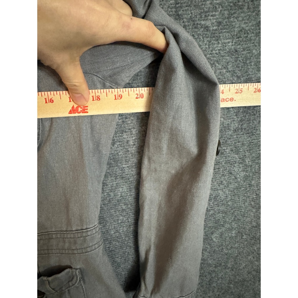Gap Gray Linen Blend Utility Jacket Button Front … - image 7